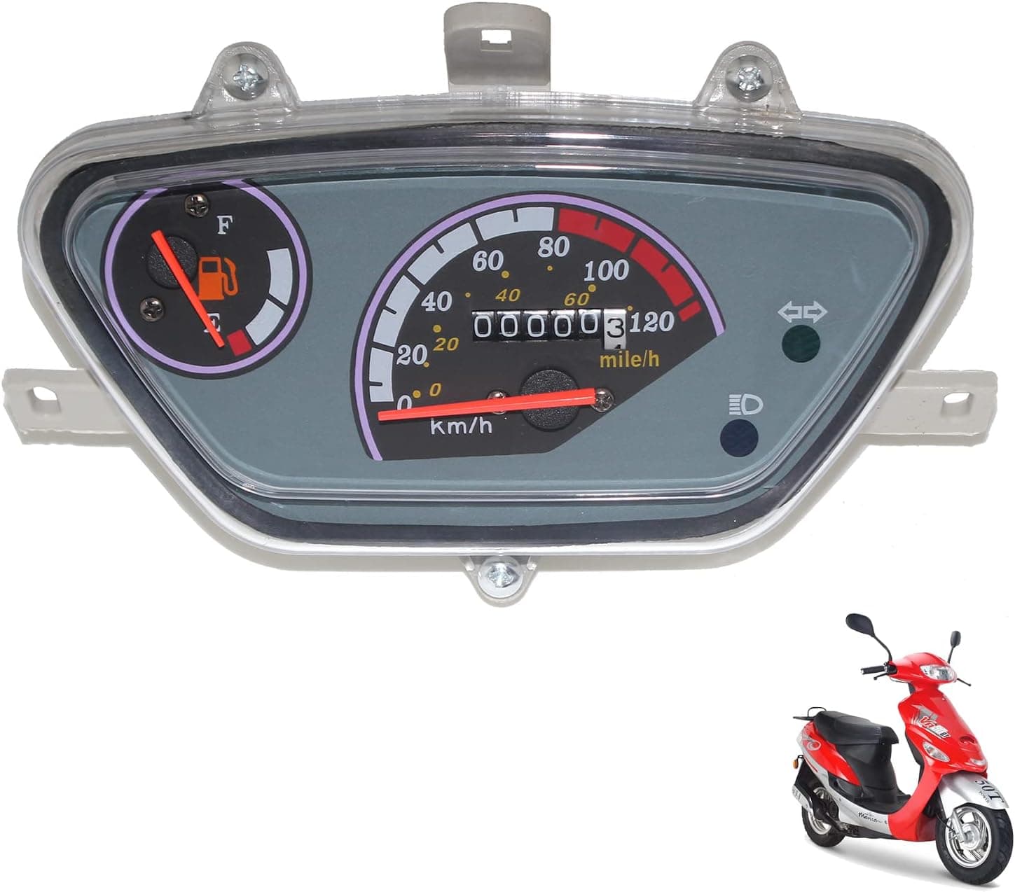 Minho Medidor de gas para motocicleta, velocímetro, odómetro, tacómetro, apto para scooter chino GY6, TaoTao Pony ATM50, Roketa MC-08 Boom, Baja Suncity, KM/H