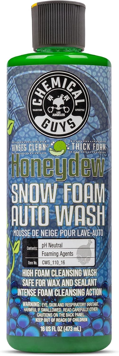 Chicos químicos, jabón de lavado de autos de espuma de nieve para cañones de espuma, 16 oz | Funciona con cañones de espuma, pistolas de espuma o lavadores de cubos, seguro para automóviles, camiones, motocicletas, vehículos recreativos, aroma a miel