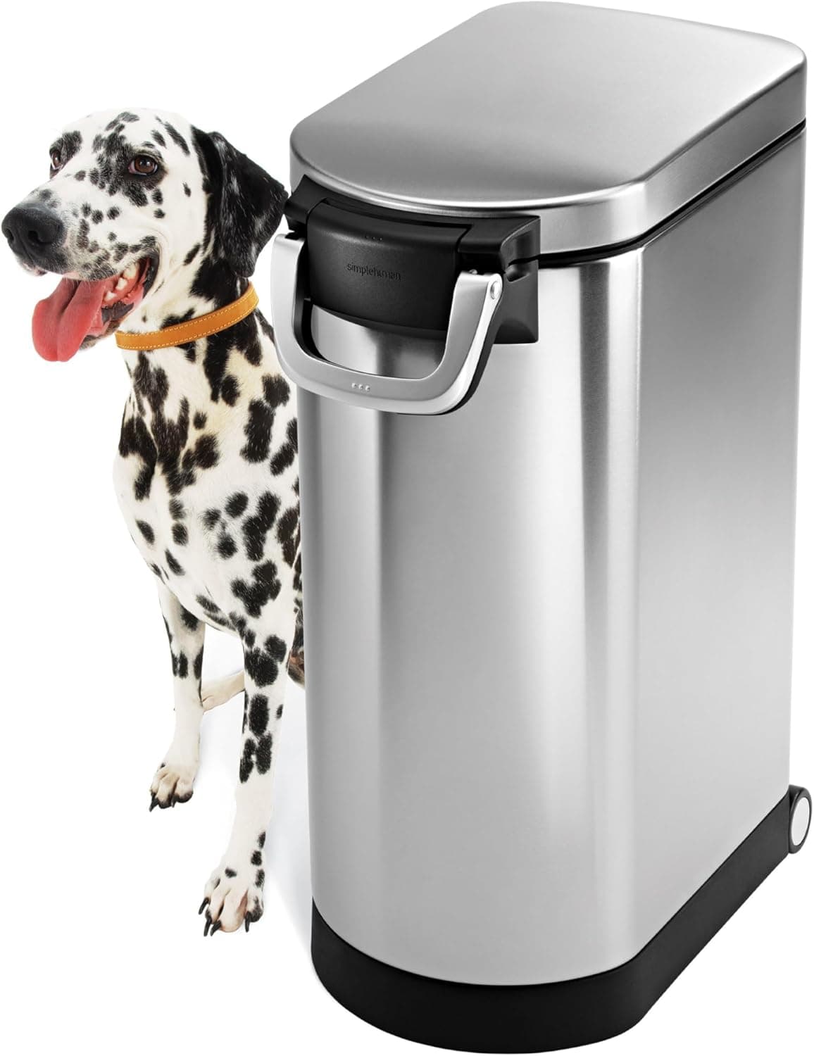 simplehuman Contenedor extragrande de almacenamiento de alimentos para mascotas, 35 litros, 40 lb/18,1 kg, para comida para perros, gatos y pájaros, acero inoxidable cepillado