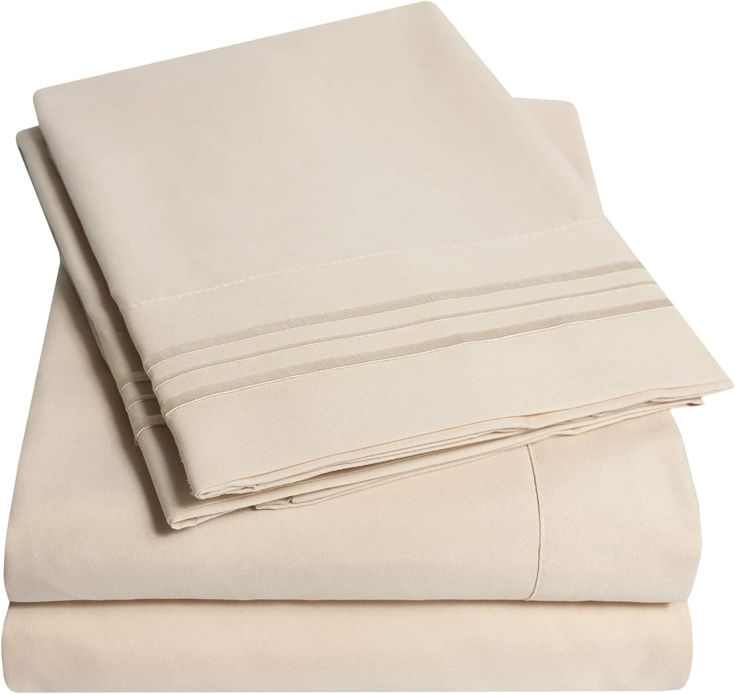 1500 Supreme Collection Juego de sábanas King Beige Crema – Juego de sábanas y fundas de almohada de hotel de lujo para colchón King – Tiras elásticas extra suaves en las esquinas, sábanas de bolsillo profundo, King Beige Crema