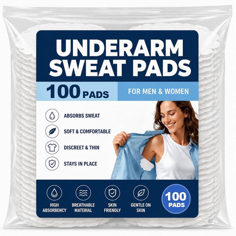 MAQIHAN Paquete de 100 almohadillas para el sudor en las axilas - Almohadillas para el sudor en las axilas para mujeres y hombres | Protectores desechables para las axilas, protector absorbente del sudor, protección de la ropa, cómodos y no visibles, productos para hiperhidrosis