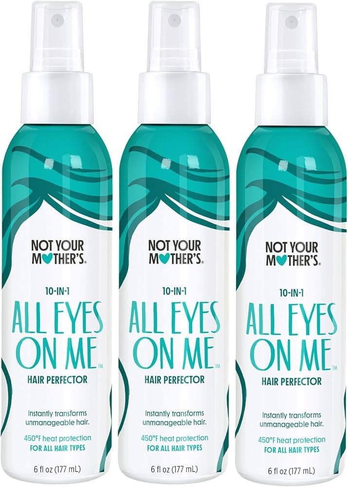 Not Your Mother's All Eyes On Me Perfector de cabello 10 en 1, agrega brillo, paquete de 3 | 6 fl oz cada uno - Protector de calor para el cabello - Spray desenredante hidratante y control del encrespamiento - Aroma a vainilla y bayas