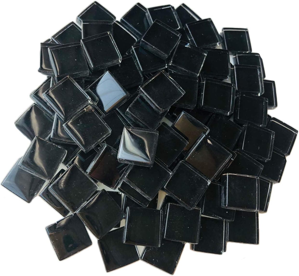 Azulejos de mosaico cuadrados de cristal negro, mosaico de vidrio para manualidades, marcos de fotos a granel, joyería hecha a mano, posavasos, decoración de material artístico, 1x1cm, 100 piezas