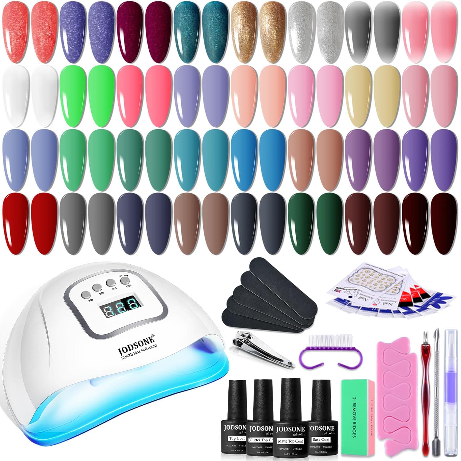 Set de esmalte de uñas JODSONE 32 colores con herramientas de manicura para uñas U V Light Nail Art Manicure Salon DIY en casa