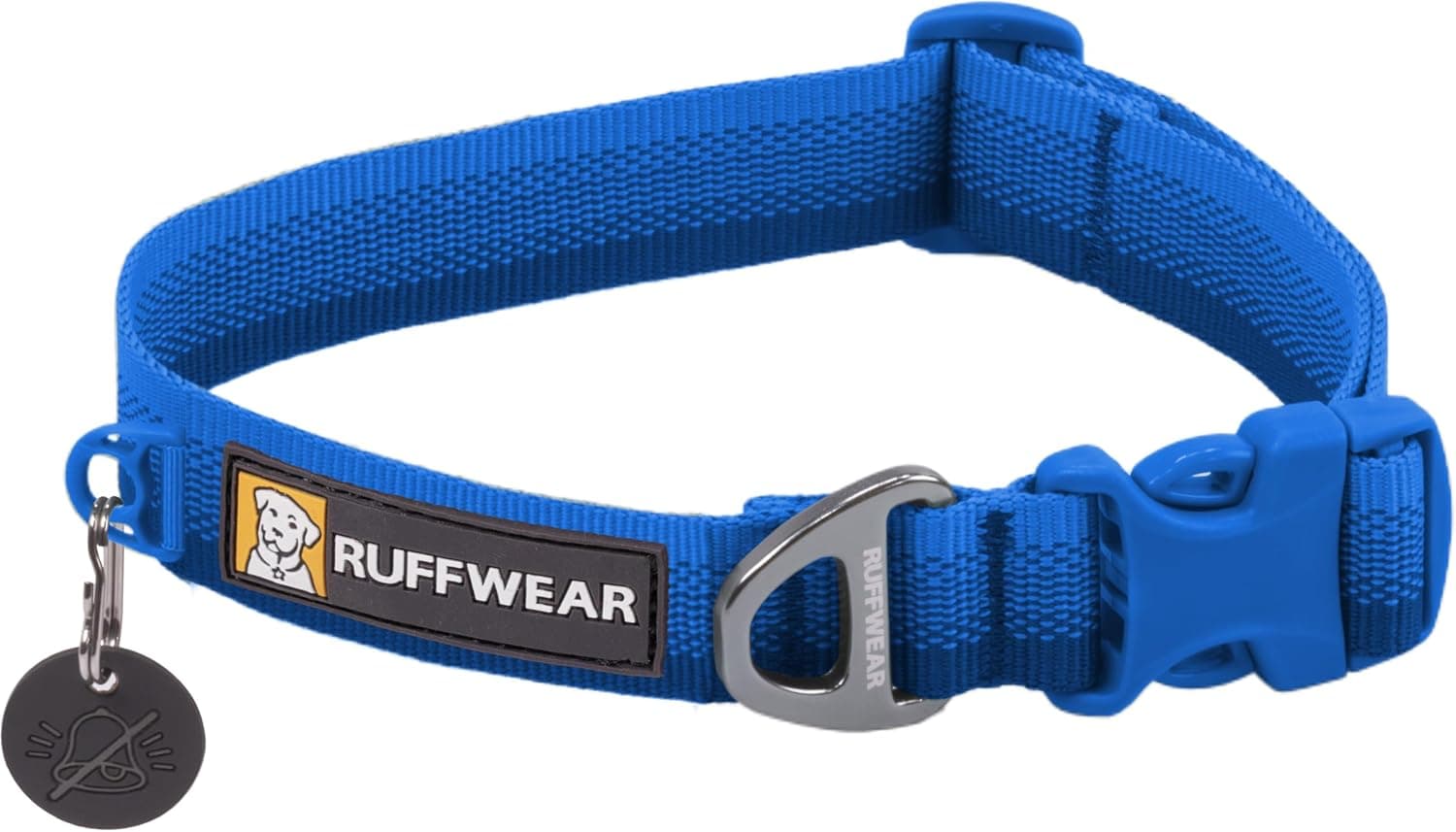 Ruffwear, collar para perros Front Range, piscina azul, 11"-14" | Correas Tubelok duraderas, ligeras y ajustables, hebilla de liberación lateral con anillo en V de aluminio y silenciador de etiqueta de identificación para uso diario