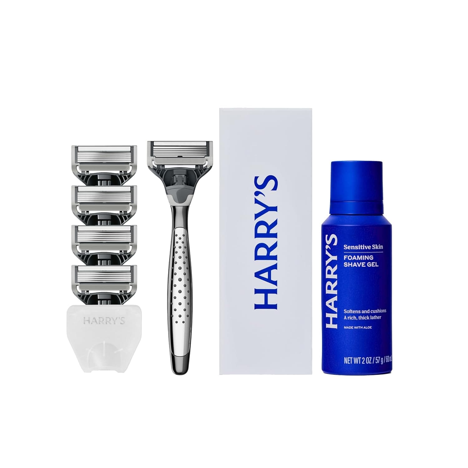 Harry's Original Shaving Kit for Men - Razor Handle, 5 Refills, Shave Gel