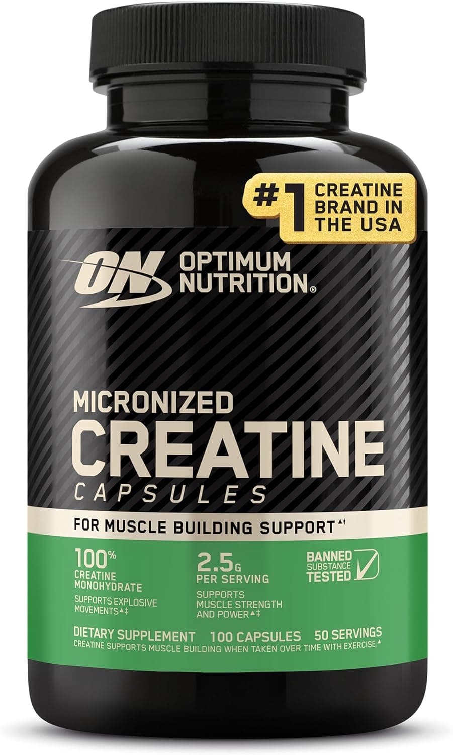 Cápsulas de monohidrato de creatina micronizada Optimum Nutrition, 100 unidades