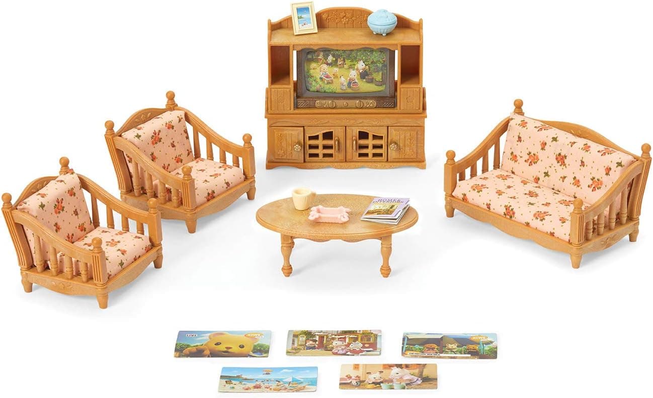 Calico Critters - Cómodo juego de sala de estar - Juegos de muebles para casa de muñecas