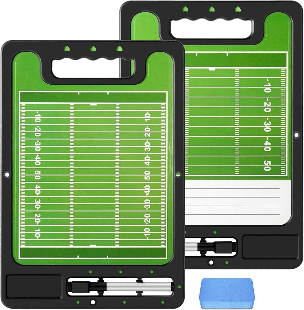 Pure Vie Tablero de entrenamiento de fútbol Portapapeles de tácticas de rugby con borrado y bolígrafo | Pizarra blanca de estrategia portátil Gridiron de borrado en seco para entrenadores, entrenamiento y partidos, equipo de asistente deportivo diario