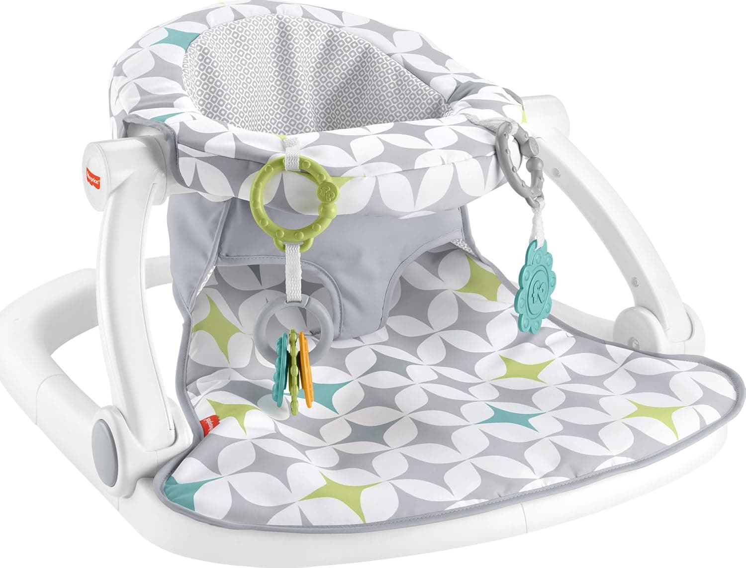 Fisher-Price Silla portátil para bebé, asiento de piso para sentarse con juguetes de desarrollo y almohadilla de asiento lavable a máquina, Starlight Bursts