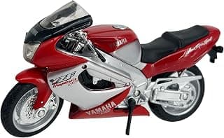 Welly Yamaha YZF-1000R Motocicleta deportiva a presión, roja, escala 1:18 | Modelo de visualización realista con acabado detallado, horquilla delantera móvil, ruedas giratorias y soporte lateral
