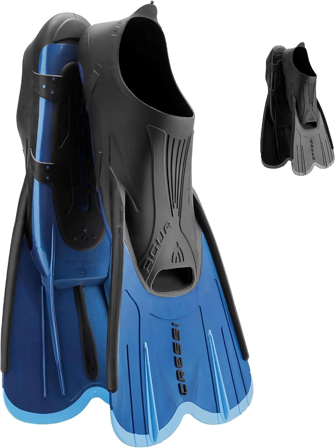 Cressi Aletas de natación cortas y ligeras para adultos con cómodo calzante completo autoajustable - Perfectas para viajar - Agua Short: fabricadas en Italia