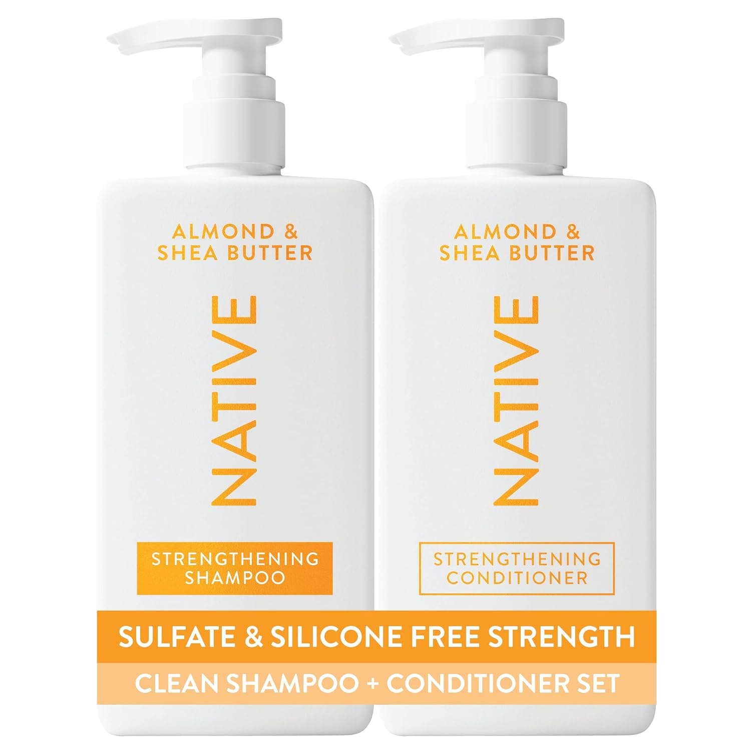 El champú y acondicionador nativos contienen ingredientes de origen natural | Todo tipo de cabello, teñido y tratado, dañado de fino a seco, sin sulfato ni tinte: manteca de almendra y karité, 16.5 fl oz cada uno (paquete de 2)