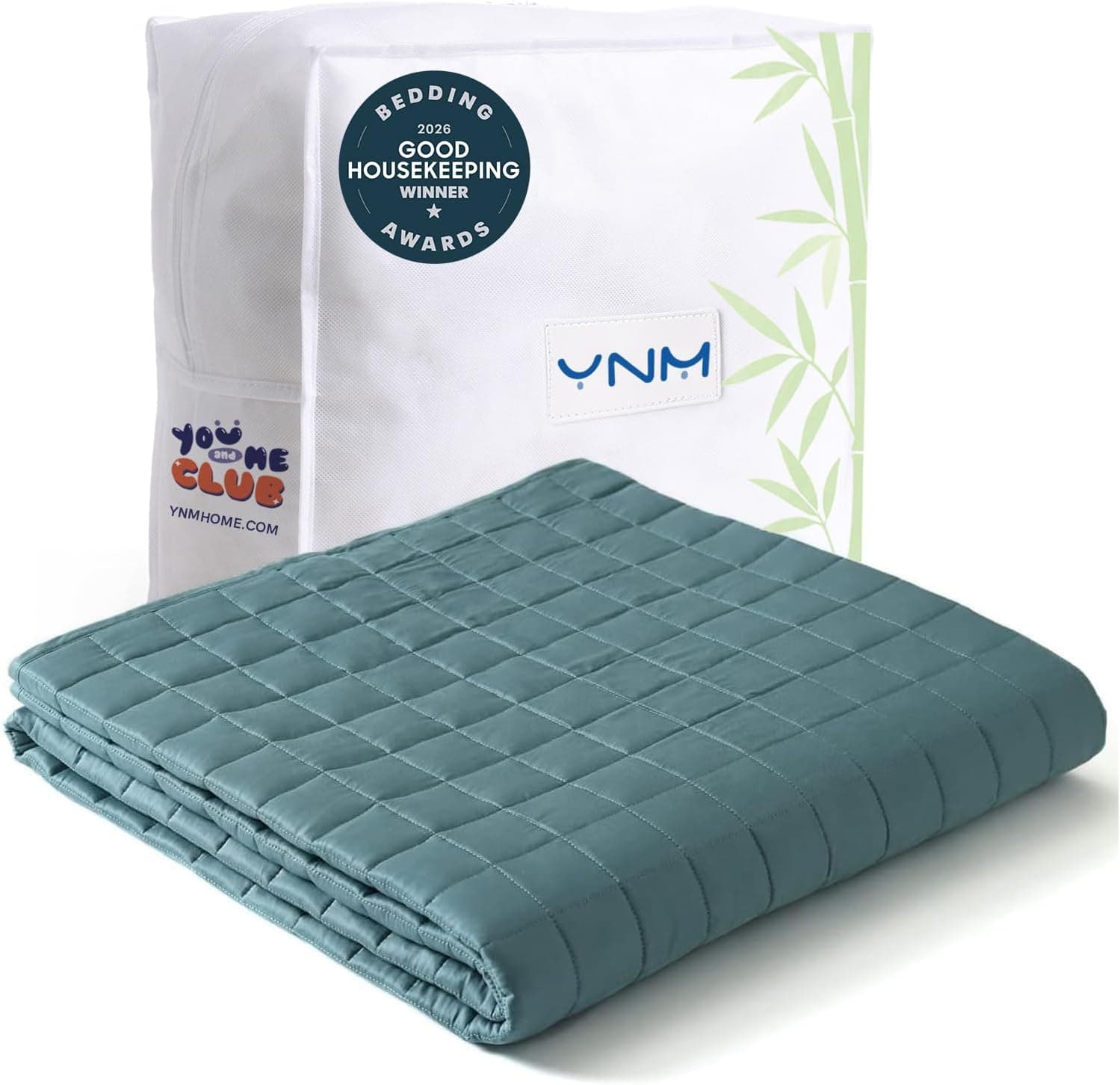 YnM Exclusiva manta refrescante con peso, manta de cama para una persona de 160 libras, ideal para cama Queen/King (60 x 80 pulgadas, 17 libras, hierba marina)