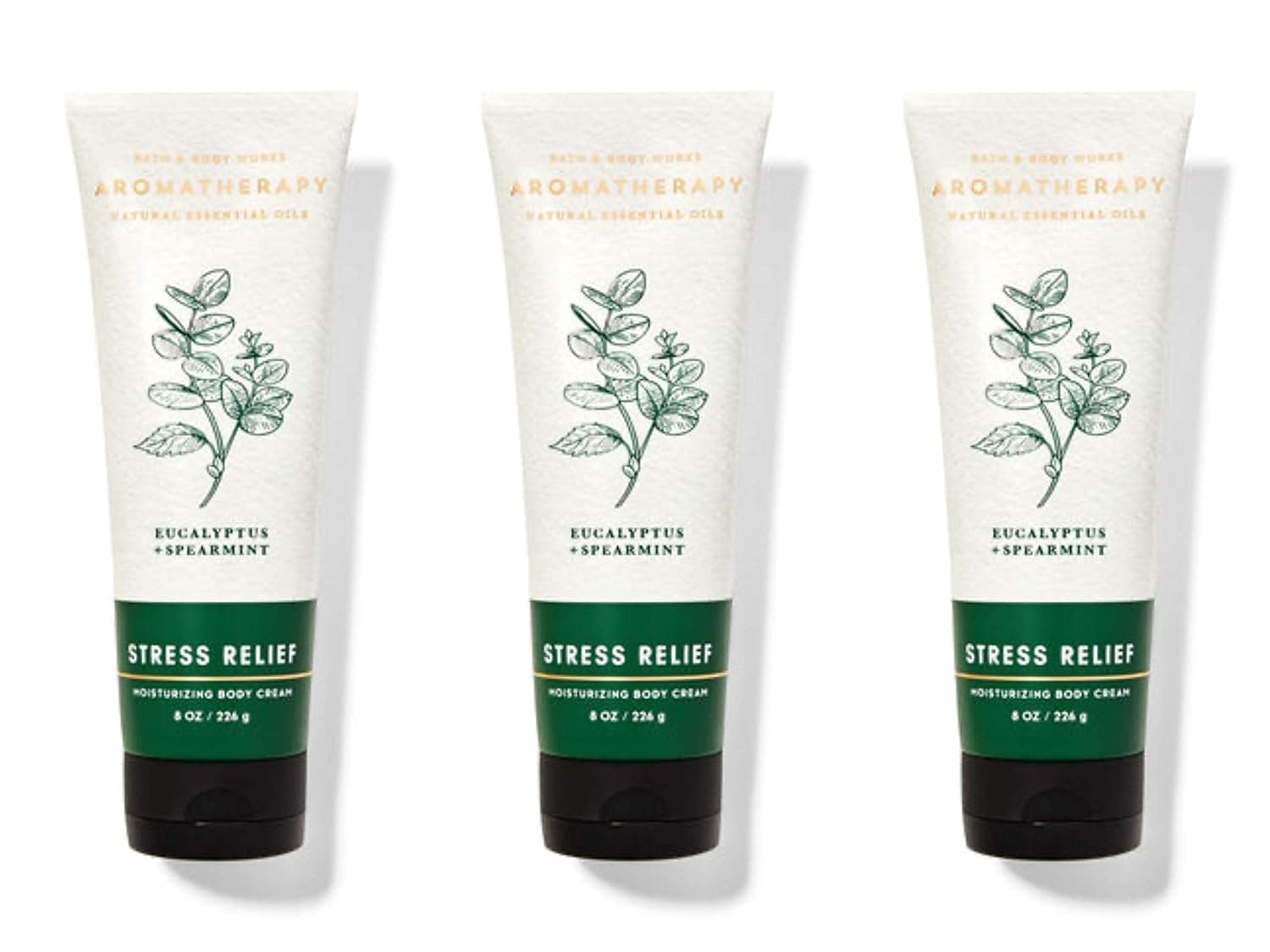 Bath and Body Works Aromaterapia Alivio del estrés Eucalipto Crema corporal de menta verde, paquete de 3