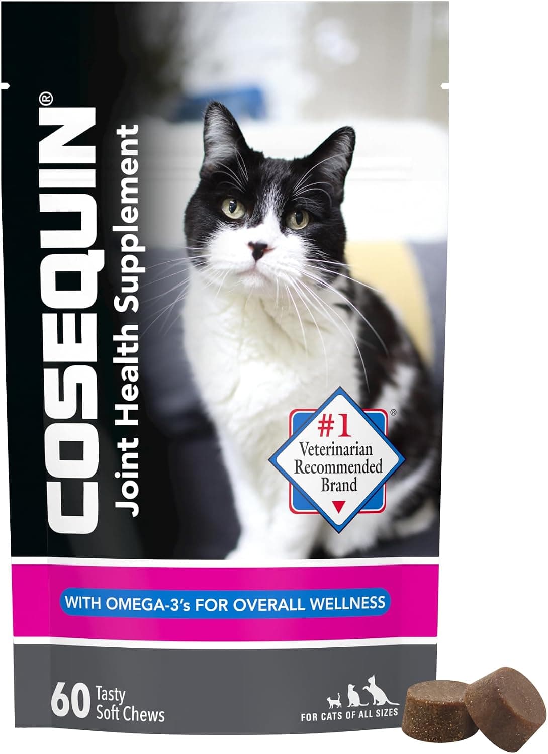 Nutramax Cosequin Suplemento de salud articular para gatos, masticables suaves, 60 unidades