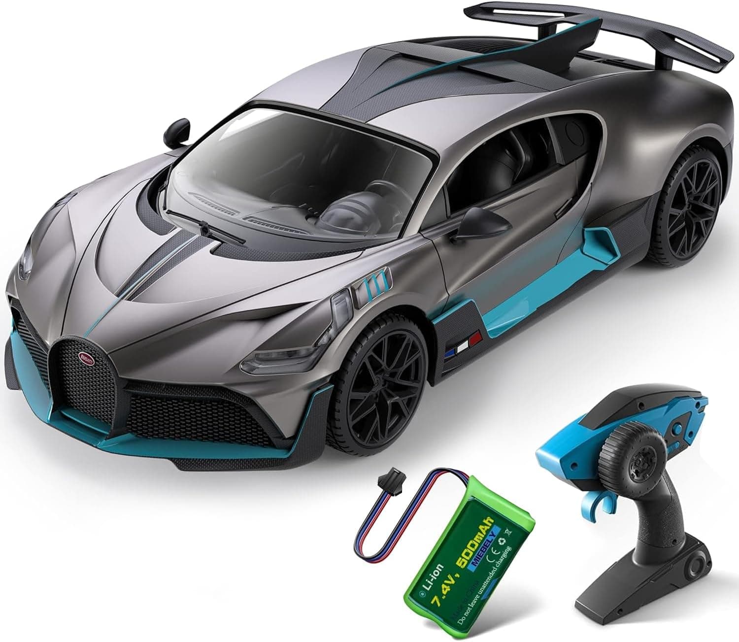 MIEBELY Coche de control remoto, Bugatti Divo 1/16 Escala Rc Cars 12Km/h, 2.4Ghz Modelo de Coche con Licencia 7.4V 500mAh Faro de Coche de Juguete para Adultos Niños Niñas Edad 6-12 Años Ideas de Cumpleaños Regalo | Licencia oficial; control antiinterferencias; luces LED y litio de 500 mAh; control remoto izquierdo/derecho; ajuste de dirección; control de 200 pies