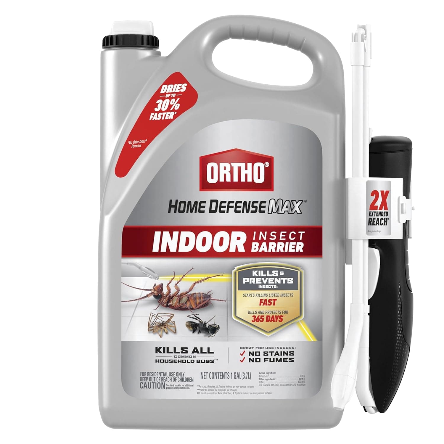 Ortho Home Defense Max Barrera contra insectos para interiores, varita, 1 gal. | Mata insectos domésticos listo para usar con varita cómoda de alcance extendido, mata hormigas, cucarachas, arañas, pulgas y garrapatas
