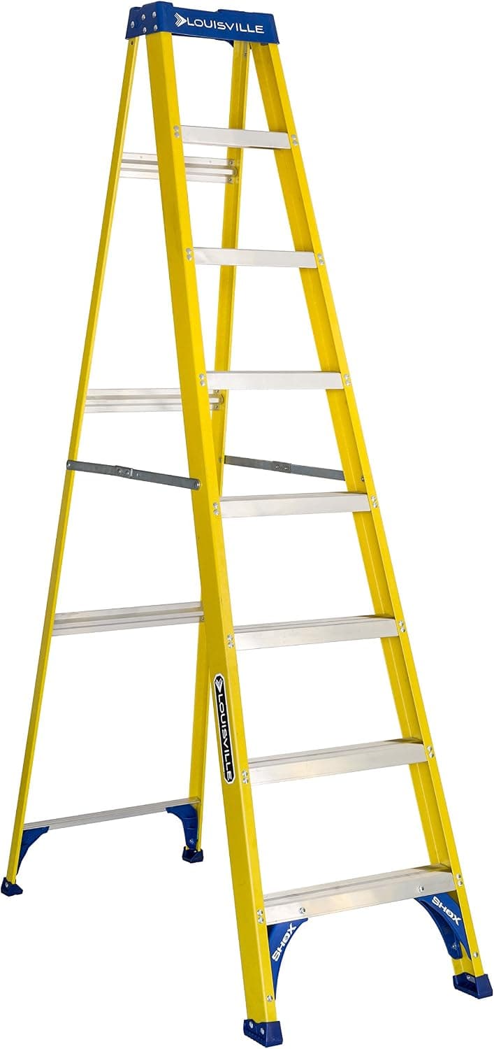 Louisville Ladder Escalera de mano de fibra de vidrio de 8 pies, capacidad de carga de 250 libras, tipo I, FS2008