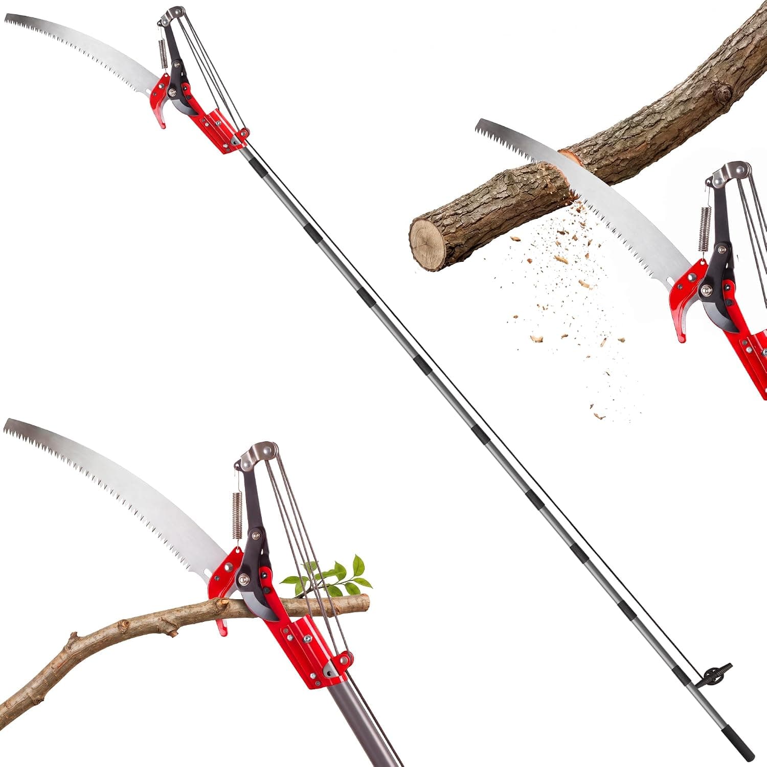 Suchtale Sierra de pértiga para podar árboles, podadora de árboles manual 2 en 1 con sierra | Recortadora de postes extensible de 10 pies con tijeras de podar, cortador de ramas de árboles para podar árboles, podadoras de ramas, cuidado de jardines y jardines.