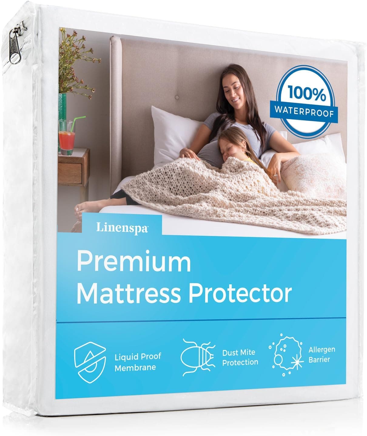 Protector de colchón impermeable Linenspa: transpirable, silencioso, Full XL