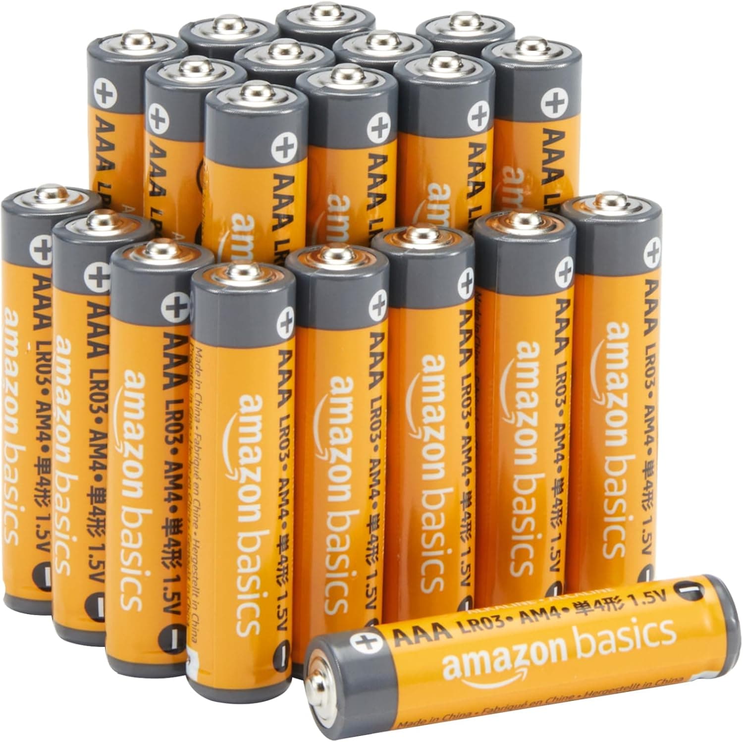 Amazon Basics 20 pilas alcalinas AAA de larga duración, 1,5 V, vida útil de 10 años a prueba de fugas para controles remotos y linternas