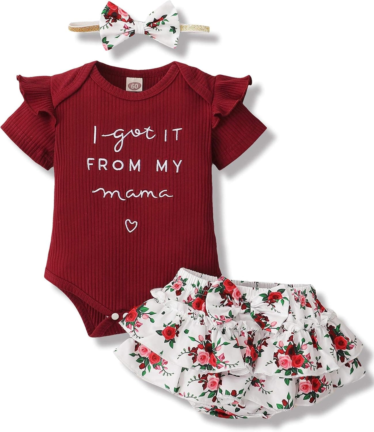 Mioglrie Recién Nacido Bebé Niña Ropa Mameluco Pantalones Cortos Conjunto Floral Verano Trajes Lindo Bebé Ropa Niña