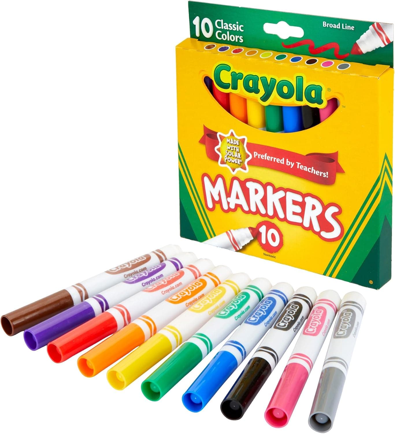 Marcadores Crayola Broad Line, colores clásicos, 10 cada uno, 10 unidades (paquete de 1)