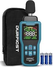Medidor de decibeles, Medidor de nivel de sonido DURFICT, Lector de decibeles de ruido 30-130dB | Medidor SPL con temperatura y humedad, ponderado por A/C, dB/SONE, rápido/lento, MAX/MIN, para ruido doméstico, industrial y ambiental