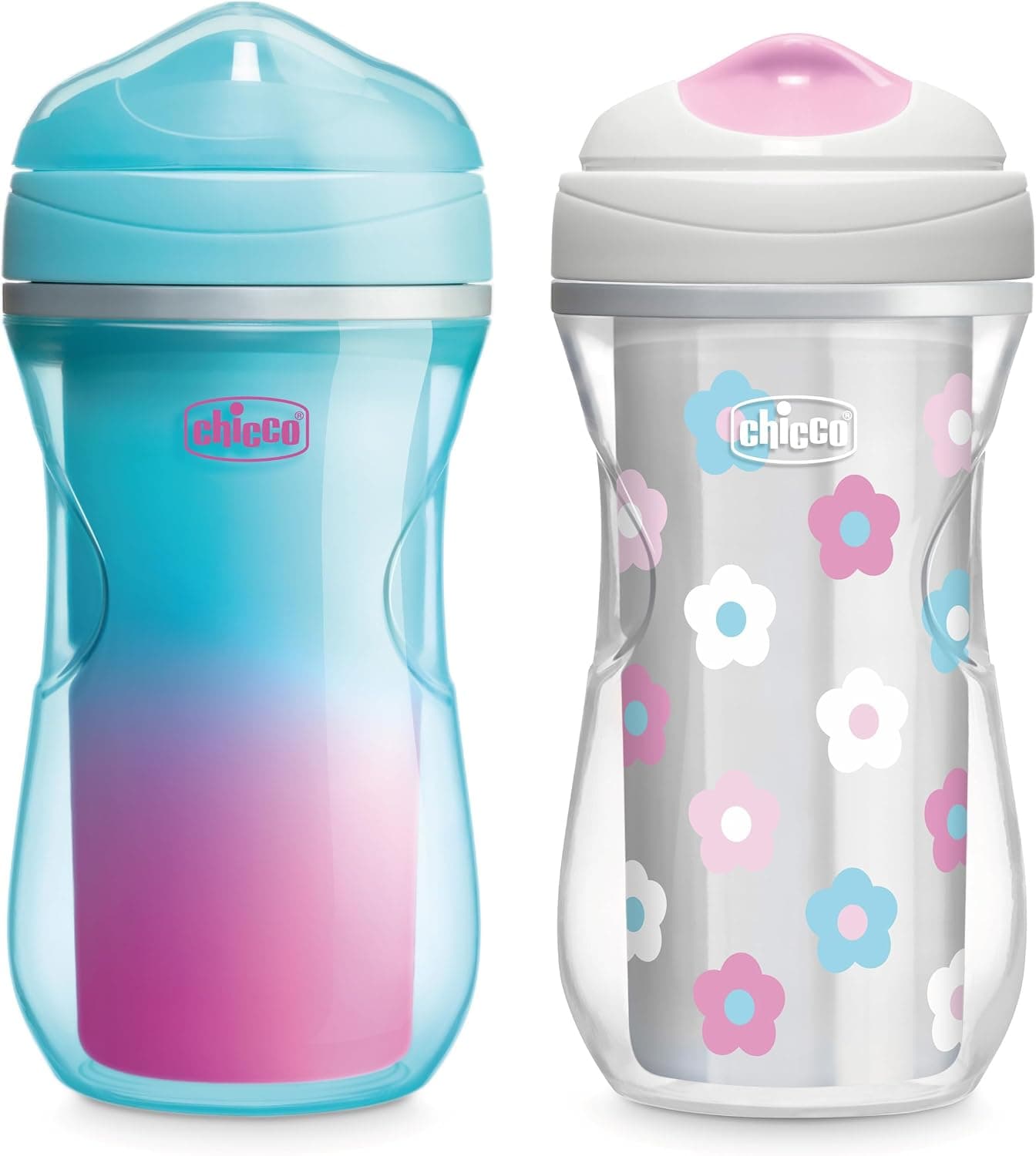 Chicco Insulated Sippy Cup, 9oz, 12+ Months, 2-Pack | Toddler Training Cup, Bite-Resistant No-Spill Rim Spout, Double-Wall, BPA-Free