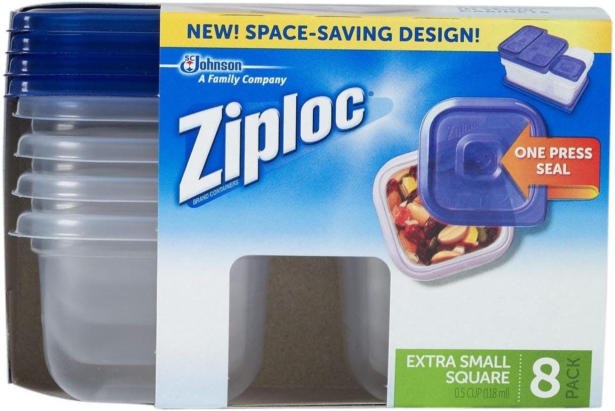Ziploc One Press Seal Extra Small Square Container - 8 ct