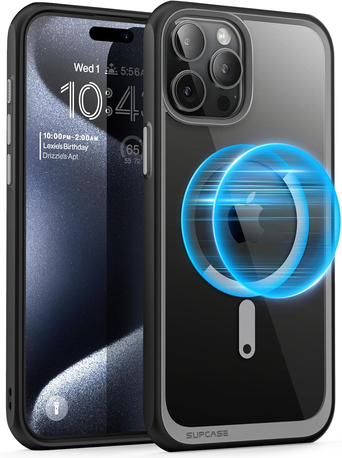 Funda SUPCASE para iPhone 15 Pro Max (6,7 pulgadas), compatible con MagSafe | Funda de teléfono magnética transparente delgada, protección contra caídas de grado militar, bolsa de aire a prueba de golpes 4X,negra, protección Len,unicornio Beetle Mag