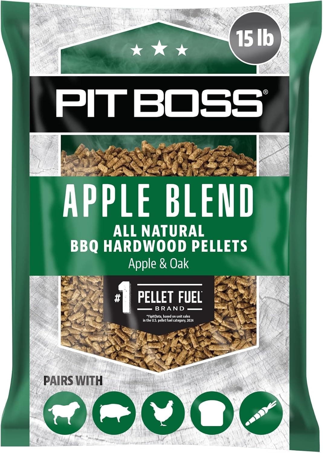 Pit Boss Pellets de madera dura 100% naturales para cocinar, asar y ahumar | 15 libras. Pellets de madera para parrillas de pellets y ahumadores de barbacoa | Mezcla de manzana