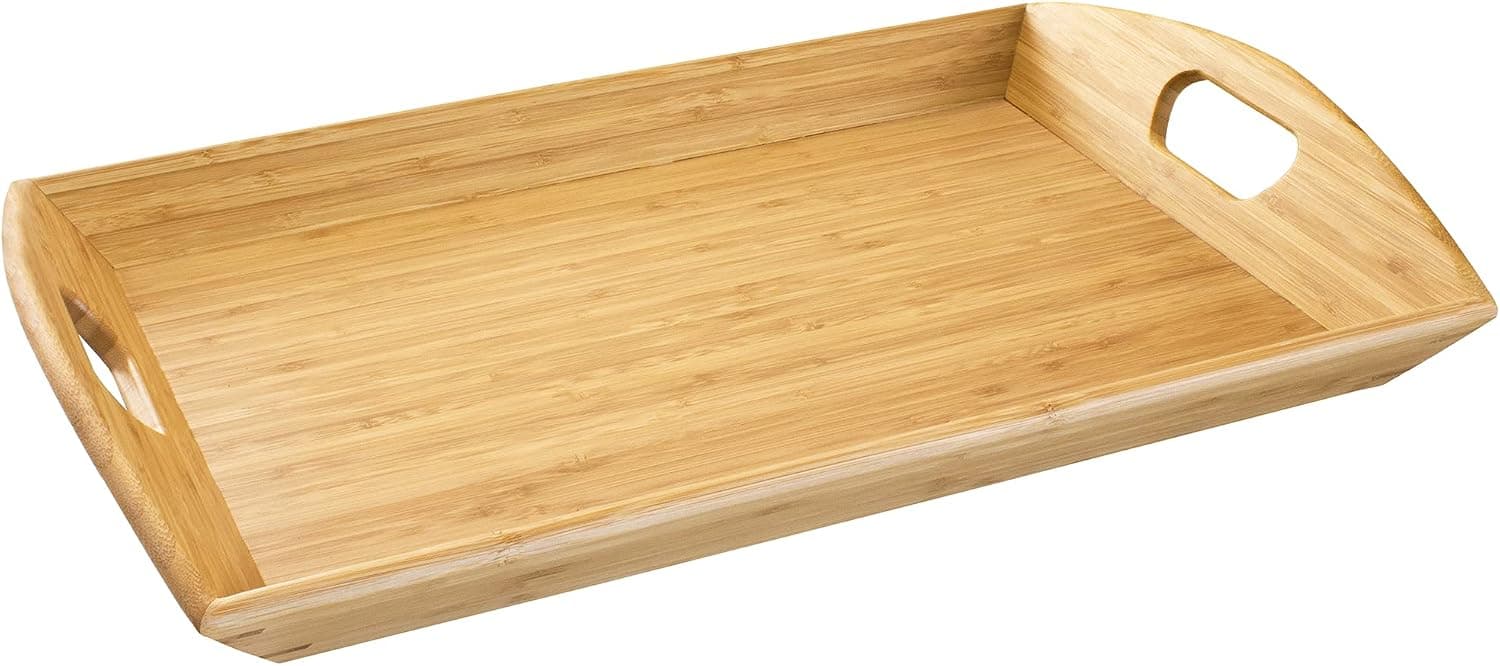 Totally Bamboo Butler's Bandeja para servir con asas, bandeja decorativa para mesa otomana o de café, 23" x 15"