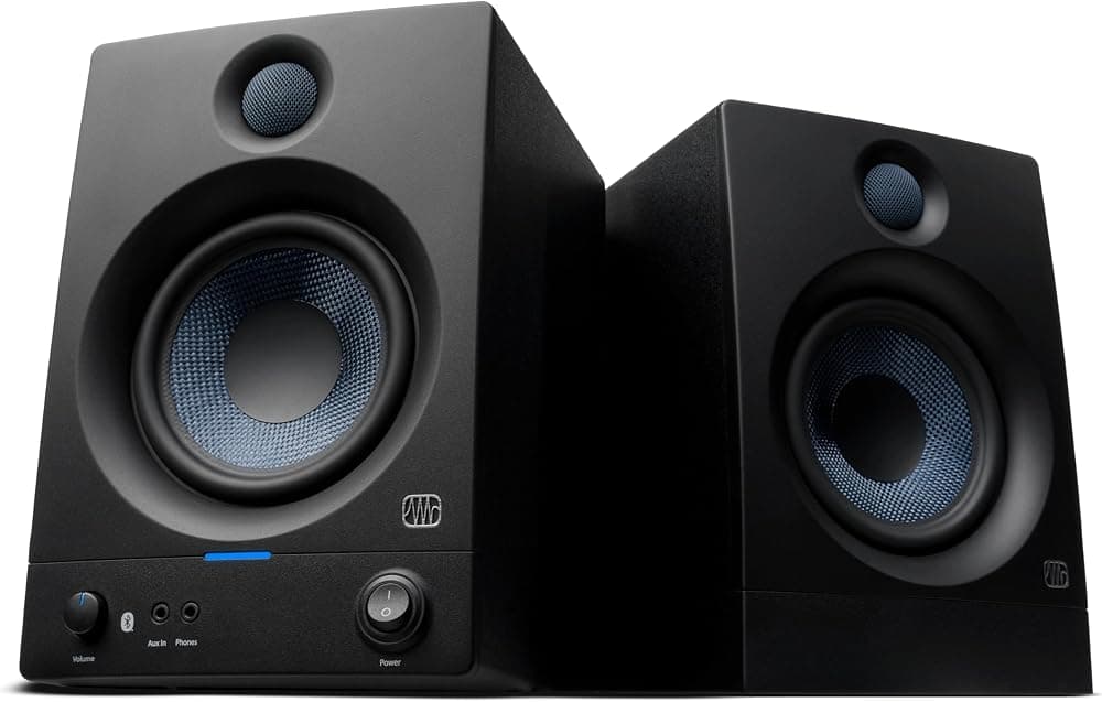 PreSonus Eris 5BT Monitores de estudio Bluetooth, par: parlantes de estantería autoamplificados de 5,25 pulgadas, estéreo, computadora de escritorio, producción de música de campo cercano, grabación de mezcla de audio