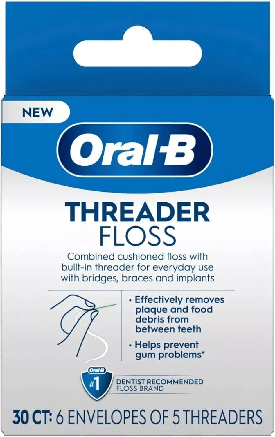 Seda para rosca Oral-B 30 unidades: 6 sobres de 5 roscas (paquete de 3)