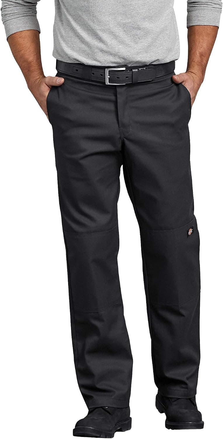 Dickies Pantalones de trabajo flexibles de doble rodilla para hombre: pantalones uniformes utilitarios de ajuste regular para hombres, duraderos para uso en el lugar de trabajo o en la oficina