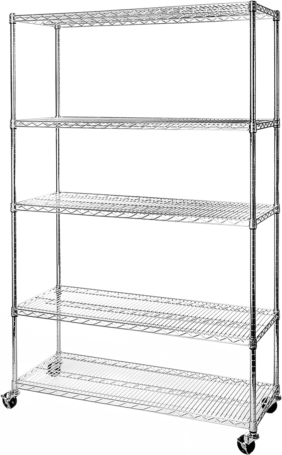 Sevilla Classics Organizador de unidad de almacenamiento de alambre de acero sólido NSF ultraduradero y resistente para garaje, almacén, oficina, restaurante, aula, cocina, estantería de 5 niveles, 48" W x 18" D | Estante de almacenamiento de alambre de acero sólido de calidad comercial resistente con capacidad de peso de 800 libras por estante