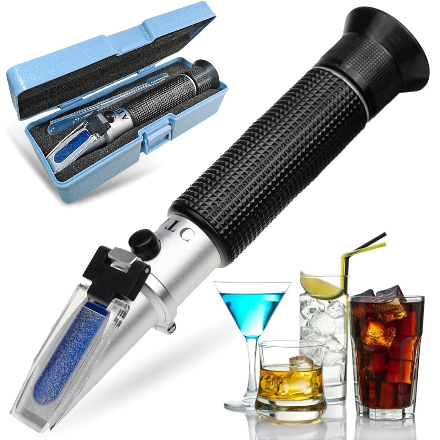 Soluciones agrícolas Refractómetro de alcohol para medición del porcentaje de volumen de alcohol con compensación automática de temperatura (ATC), rango 0-80% v/v.
