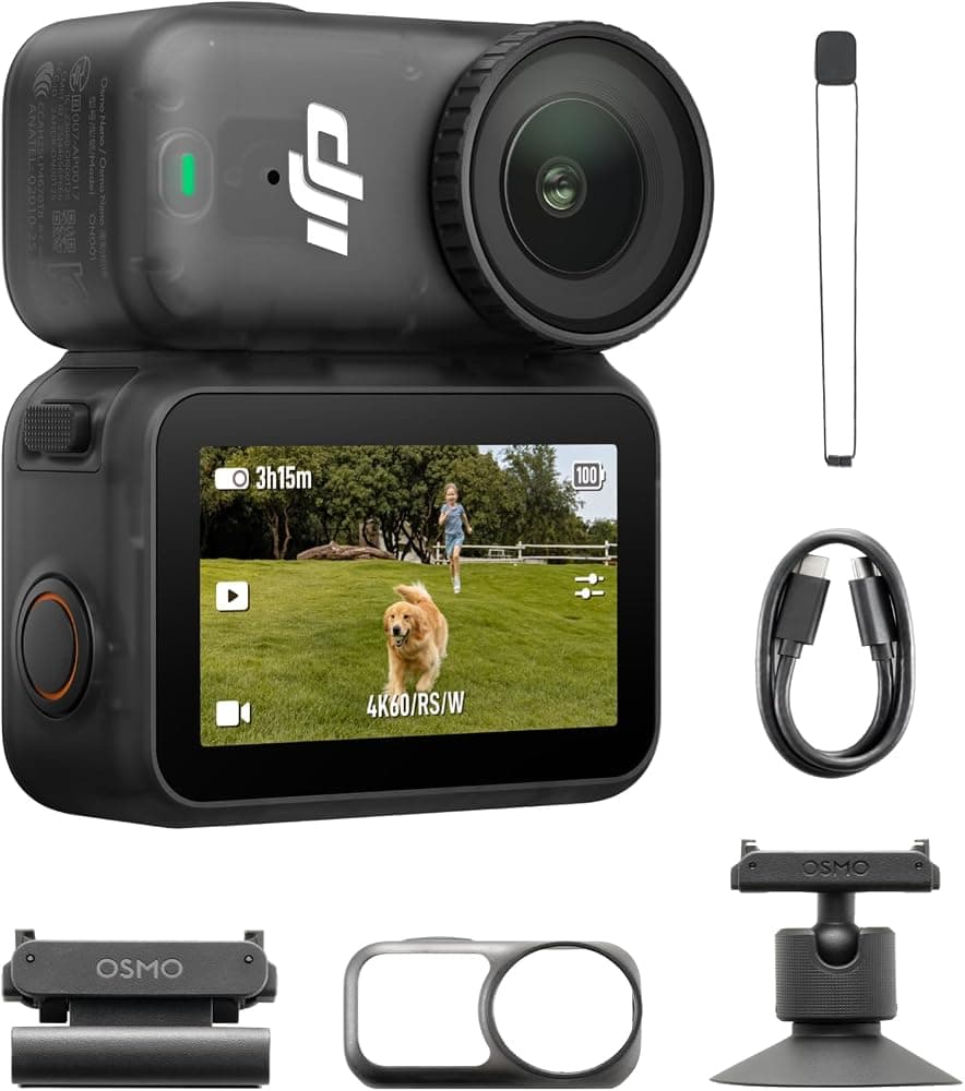 Osmo Nano Standard Combo (64GB), 4K Wearable Camera, 1/1.3″ Sensor | 4K/60fps & 143° Wide FOV | 200-Min Battery | Swift Content Transfer | Magnetic Wearable Design