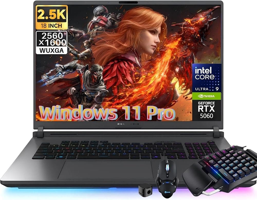 PC portátil para juegos ROG Strix G18, Intel 24-Core Ultra 9 275HX hasta 5,4 GHz, GeForce RTX 5060, pantalla Nebula 2.5K 240 Hz/3 ms, DDR5 de 64 GB, SSD de 2 TB, KB retroiluminado, Wi-Fi 7, Windows 11 Pro, accesorios