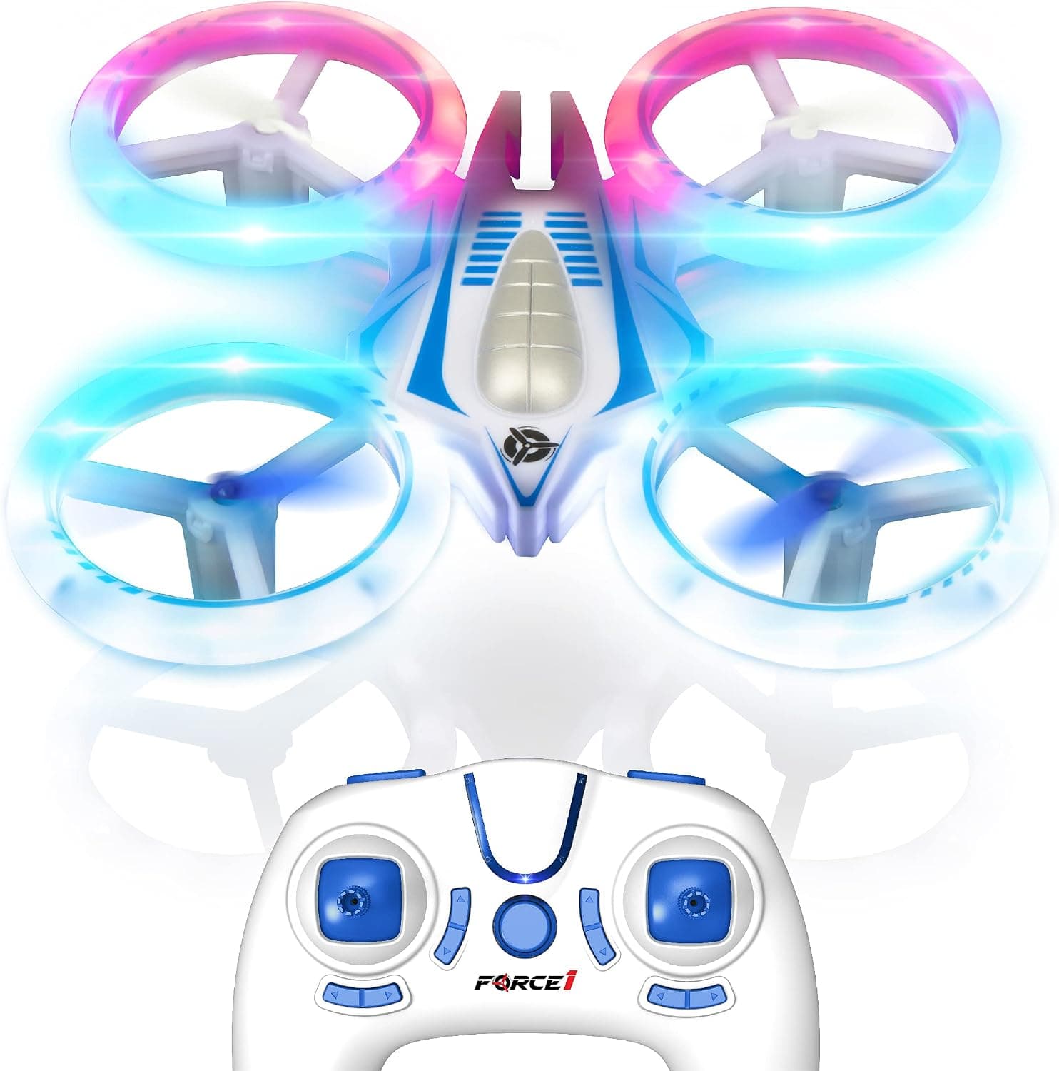 Force1 UFO 4000 Mini Drone para niños - Drone con control remoto LED, cuadricóptero RC pequeño para principiantes, control remoto de 2,4 GHz, 360 giros, juguete volador OVNI de 2 velocidades para niños, 2 baterías de juguete RC