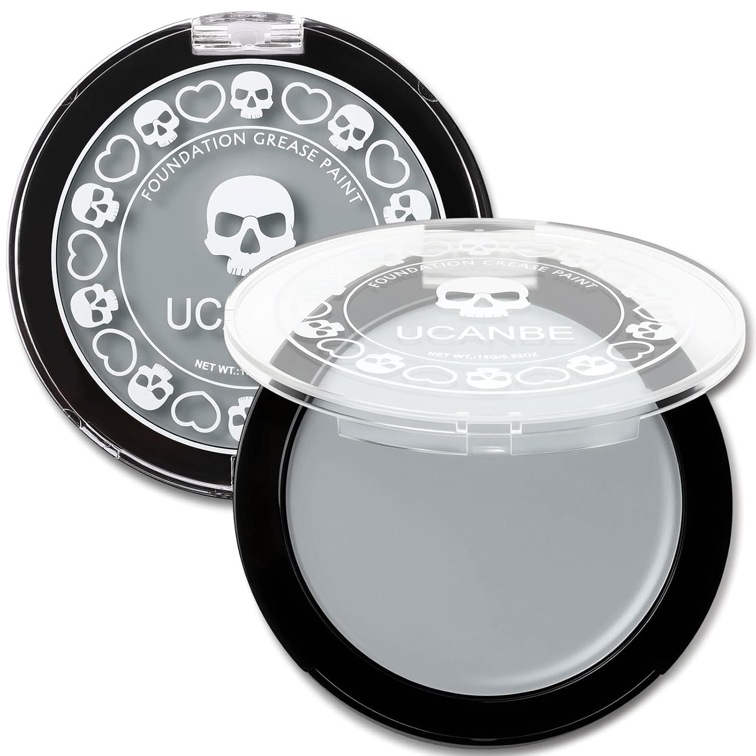UCANBE Base de maquillaje de pintura corporal para cara gris, pintura de grasa gris gótica profesional, pintura facial gótica no tóxica para fiestas de Halloween, esqueleto en escala de grises Raven Zombie SFX maquillaje y disfraz Cosplay
