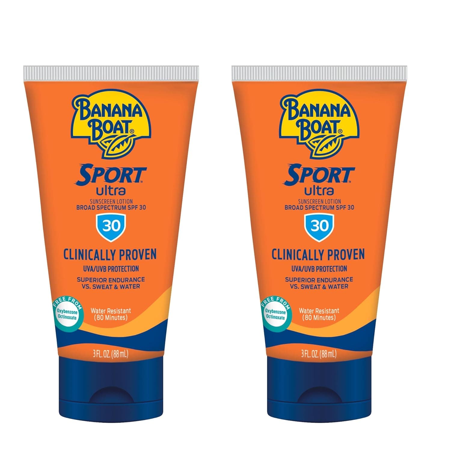 Banana Boat Sport Ultra loción protectora solar SPF 30, tamaño de viaje, paquete doble de 3 oz, bloqueador solar resistente al sudor y al agua para un estilo de vida activo (paquete de 2)