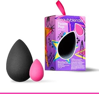 Foam Pop Blending Duo - Makeup Sponge Set with Original beautyblender & Micro Mini - Precise Application for Foundation, Concealer & Highlighter - Latex-Free, Reusable, Vegan