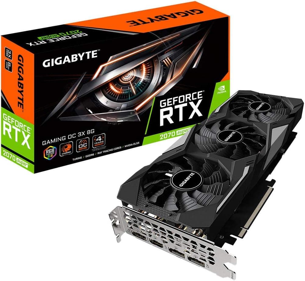 Tarjeta gráfica GIGABYTE GV-N207SGAMING OC-8GD GeForce RTX 2070 Super Gaming OC 8G, 3 ventiladores Windforce, 8 GB GDDR6 de 256 bits, tarjeta de vídeo