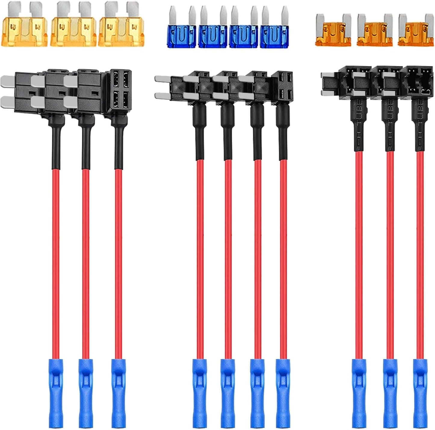 Adaptadores para grifos de fusibles Nilight 10 Pack 12V Estándar/Perfil/Mini Fusibles 3 Tipos