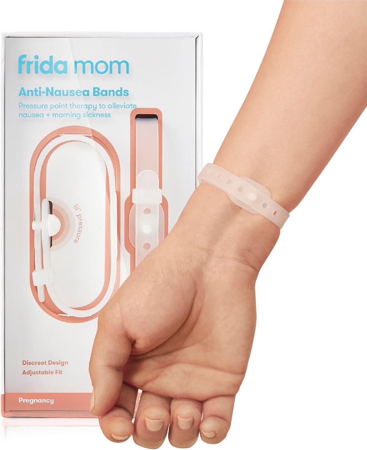 Frida Mom Nausea Bands for Morning Sickness Relief, 24/7 Support & Therapy | Relief Through Pressure Point Therapy, Includes 2 Adjustable Bands and Storage Case