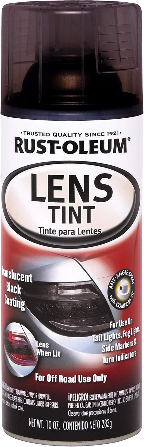 Pintura en aerosol con recubrimiento de tinte para lentes automotrices de óxido de petróleo, negro translúcido | Tinte de lente personalizado | Acabado translúcido | Para luces traseras | Recubrimiento duradero | Fácil aplicación por pulverización