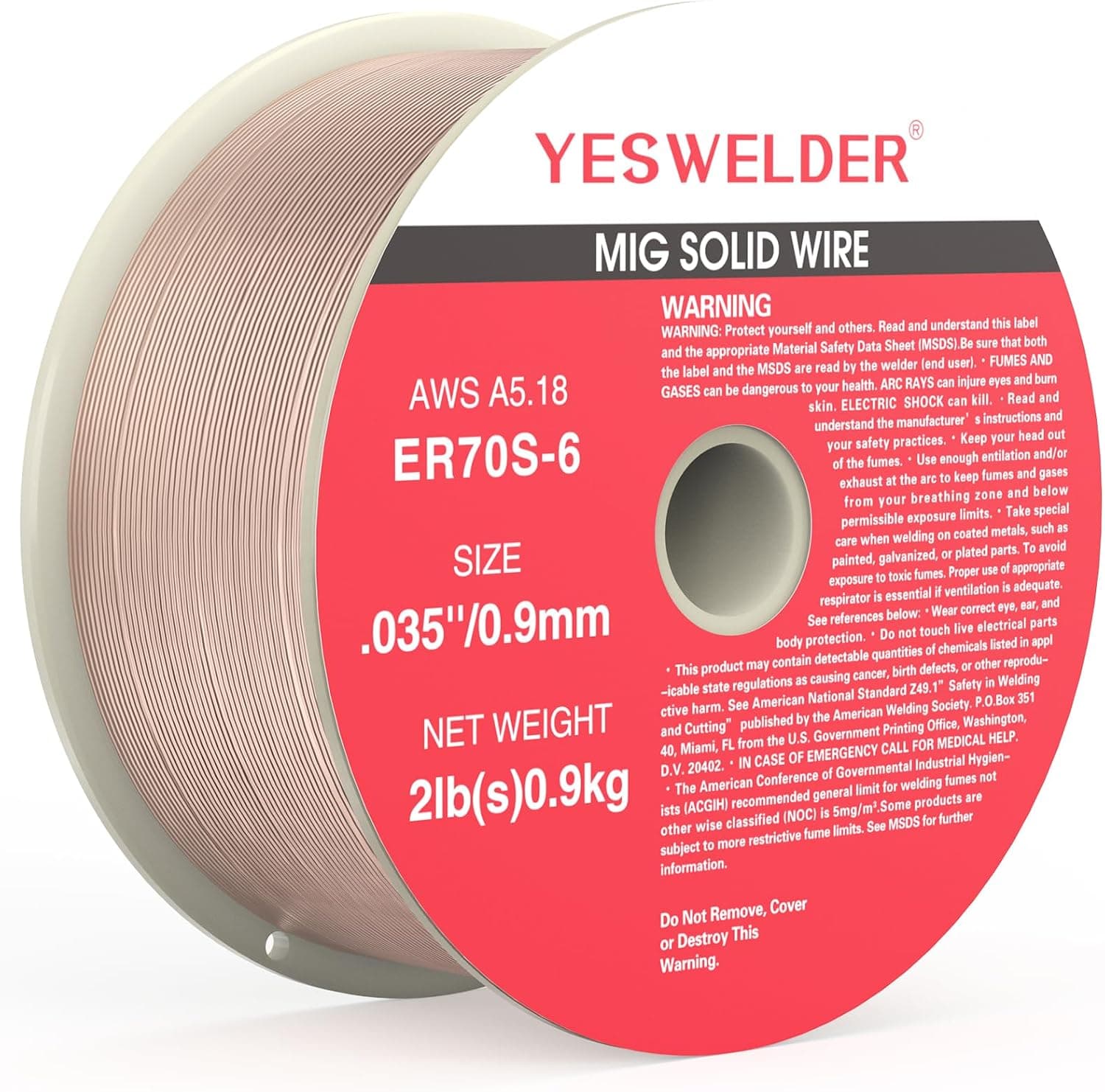 YESWELDER ER70S-6 MIG Wire, Solid Carbon Steel | 0.035 in spool with high feedability, smooth, consistent wire handling
